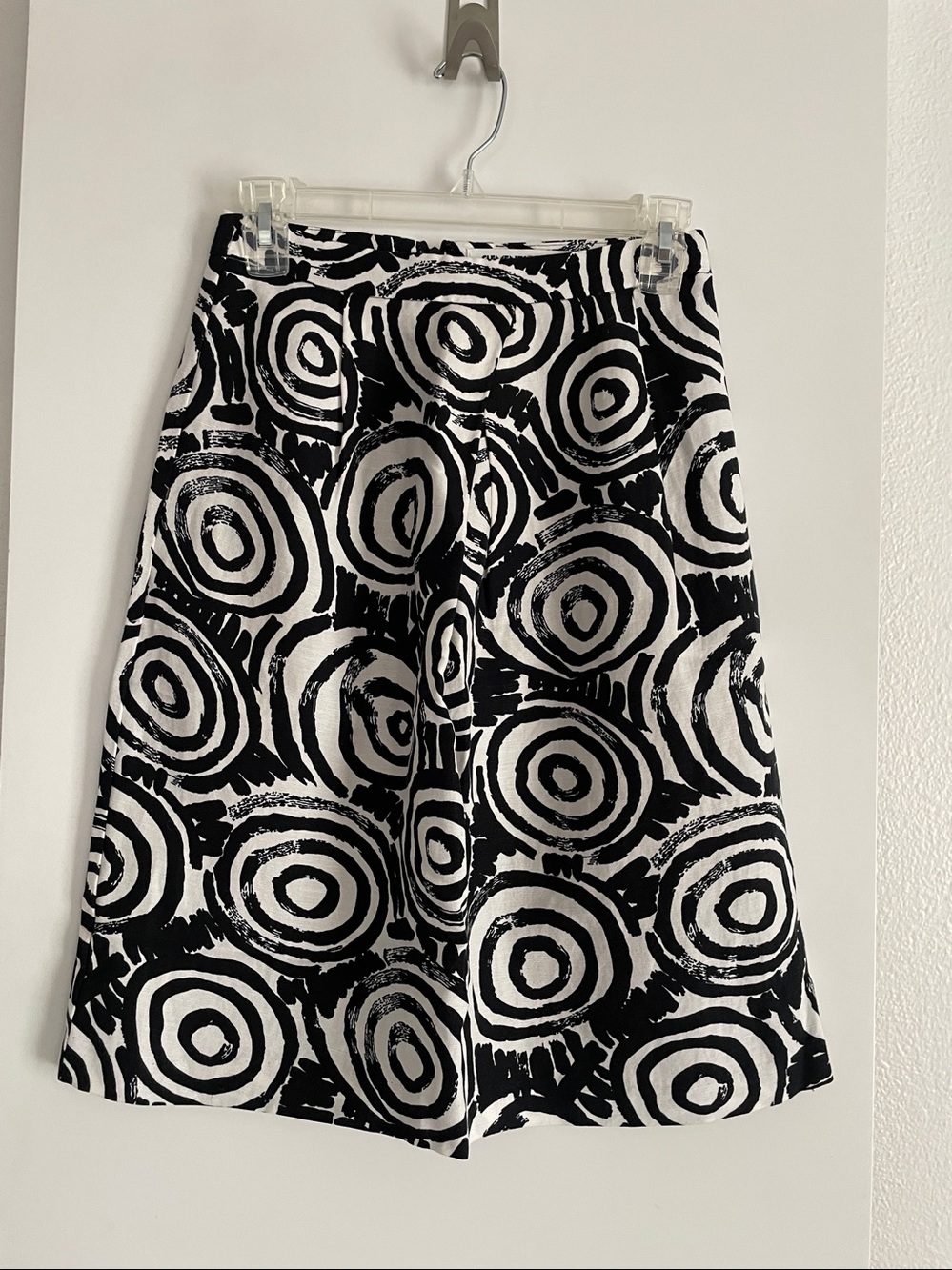 Clements Ribeiro Linen High Waist A Line Skirt-Black/White Abstract NWOT